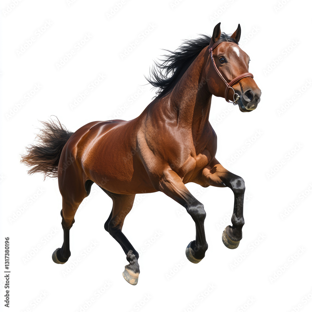 Running Brown Horse Image on white background Running Brown Horse Image on white background