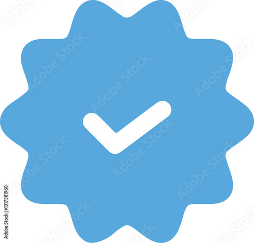 Verified batch blue check mark illustration vector art with white background transparent 