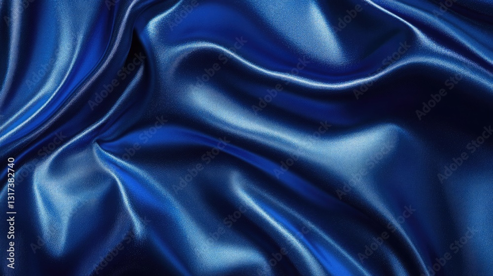 Luxurious Deep Blue Silk Fabric Draped in Soft Waves Elegant Smooth Texture Background Luxurious Deep Blue Silk Fabric Draped in Soft Waves Elegant Smooth Texture Background