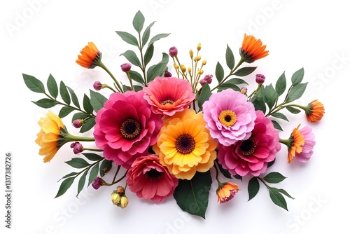 Wallpaper Mural Vibrant Colorful Floral Arrangement on White Background Torontodigital.ca