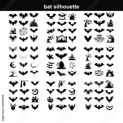 Set of bat silhouettes Collection of halloween bats silhouettes