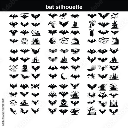 Set of bat silhouettes Collection of halloween bats silhouettes