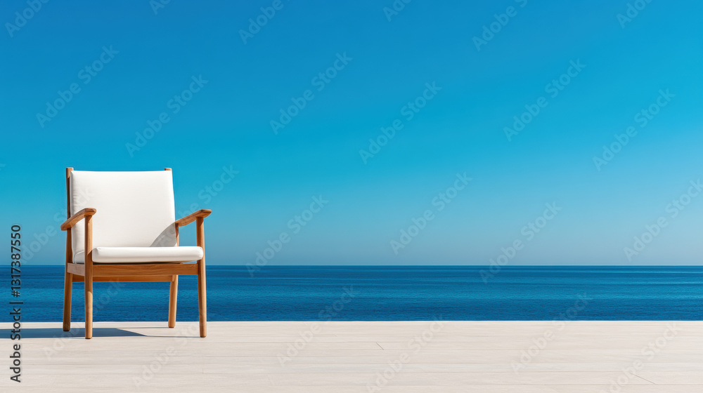 Comfortable chair on a beautiful patio inviting relaxation and enjoyment in a serene beach resort environment Comfortable chair on a beautiful patio inviting relaxation and enjoyment in a serene beach resort environment