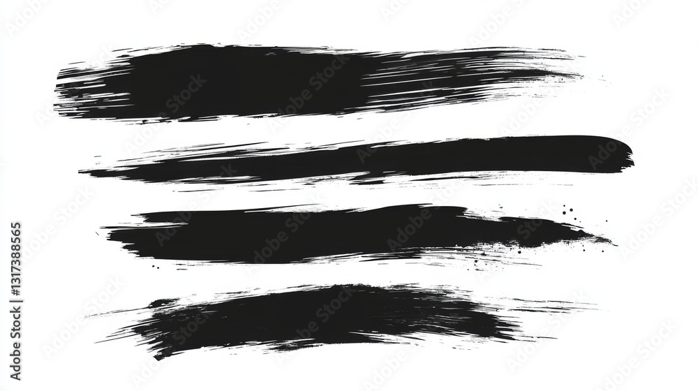 Abstract black paint brush strokes on white background for artistic design and creative projects Abstract black paint brush strokes on white background for artistic design and creative projects