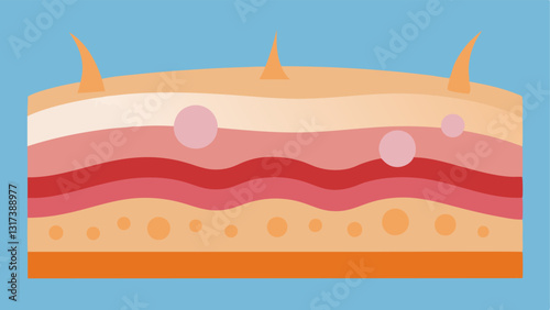 Skin Layer Structure An illustration of skin layers highlighting the epidermis dermis and subaneous tissue with exosomes targeting specific areas.