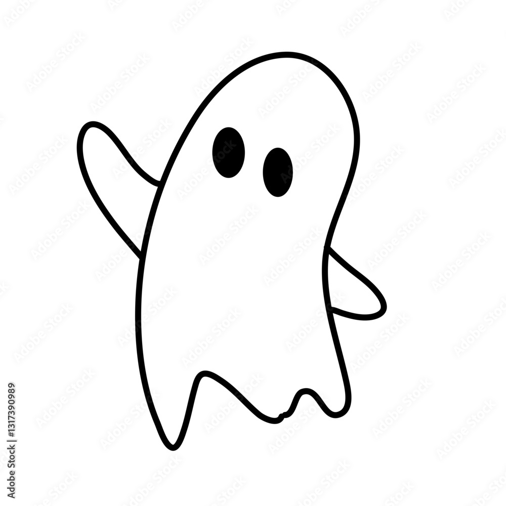Naklejka premium cute ghost characters with outlined style 