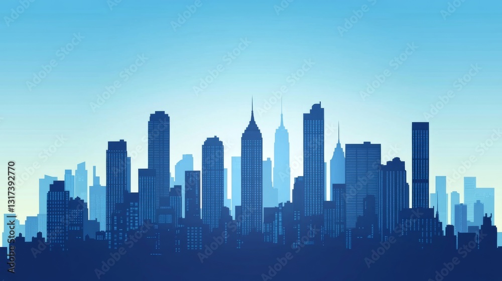 custom made wallpaper toronto digitalUrban city skyline silhouette against blue sky at dusk for modern design