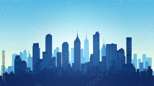 Wallpaper Mural Urban city skyline silhouette against blue sky at dusk for modern design Torontodigital.ca