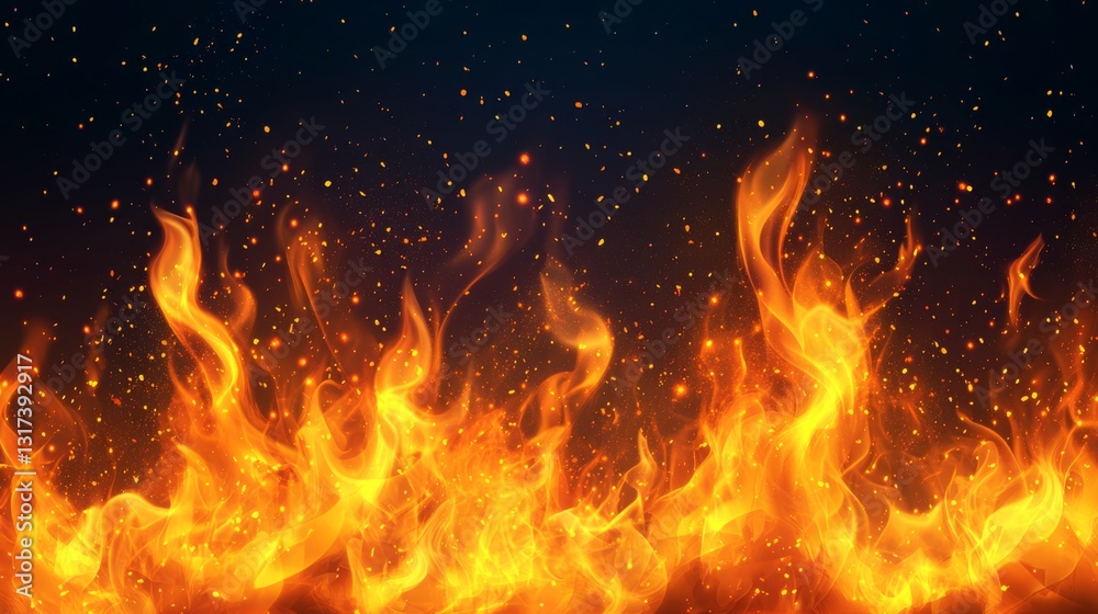 Fototapeta premium Vivid flames against a dark background symbolizing energy and intensity