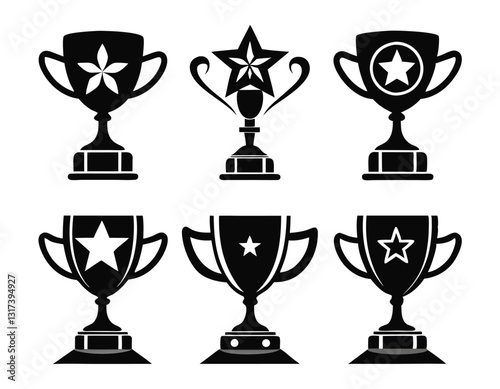 Set of Black and White Award Trophies