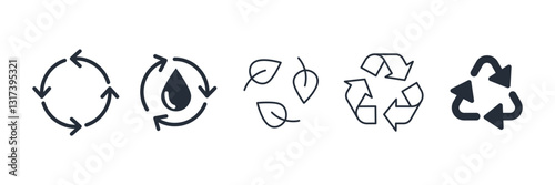 Recycle icon symbol vector sign isolated on white background illustration for graphic and web design