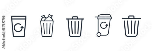 delete, trash bin, garbage icon symbol vector sign isolated on white background illustration for graphic and web design