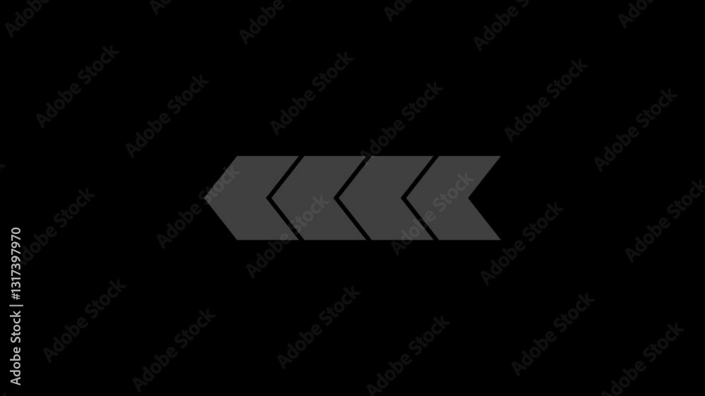 abstract directional arrow animation on black background.a moving arrow pointing to the left. abstract directional arrow animation on black background.a moving arrow pointing to the left.