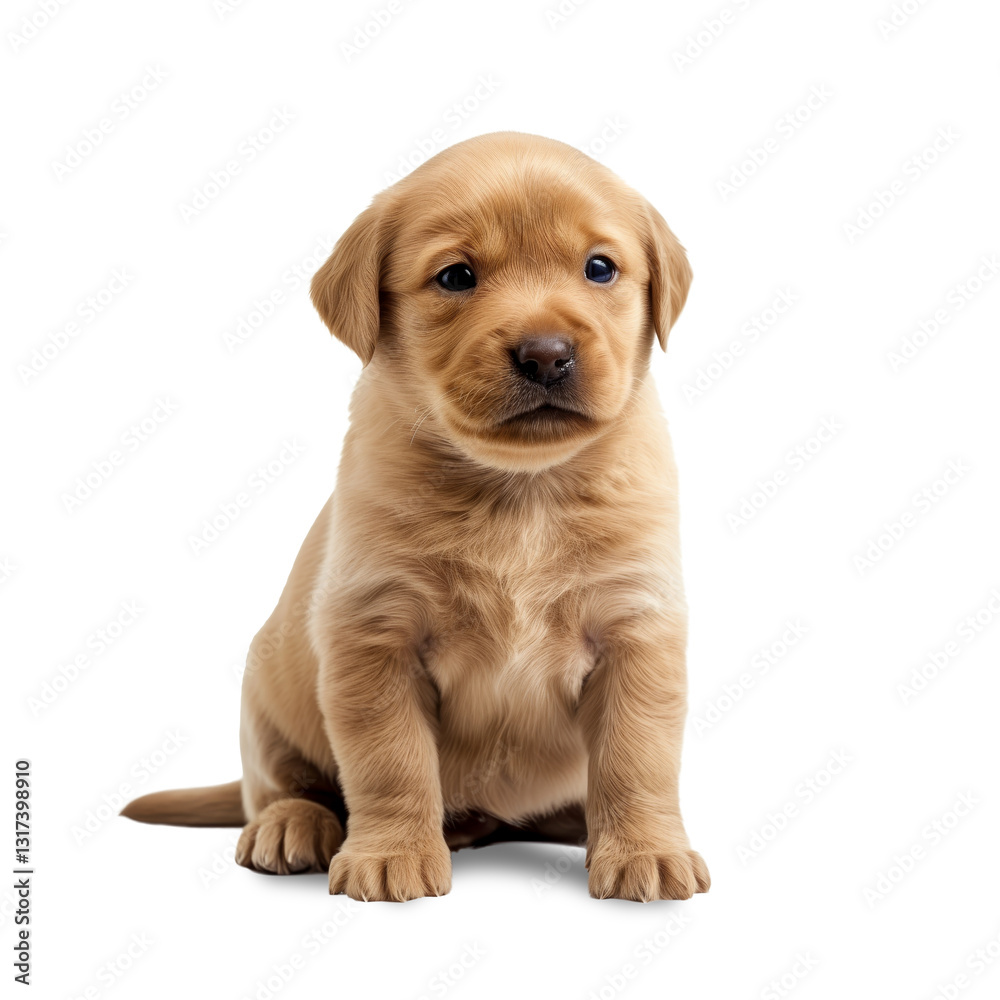 Newborn Labrador Retriever puppy, sitting on white background, isolated on a white background. Transparent PNG. Newborn Labrador Retriever puppy, sitting on white background, isolated on a white background. Transparent PNG.