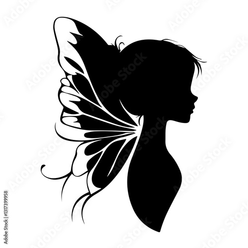 Enchanting Fairy with Butterfly Wings Silhouette