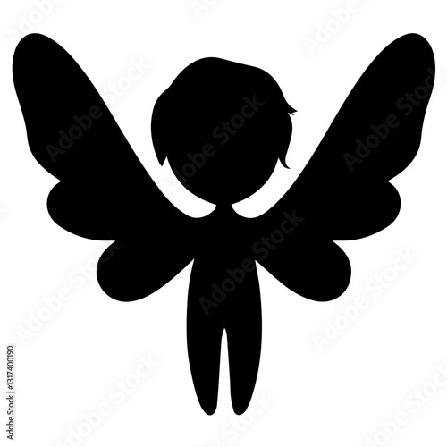 Enchanting Fairy with Butterfly Wings Silhouette