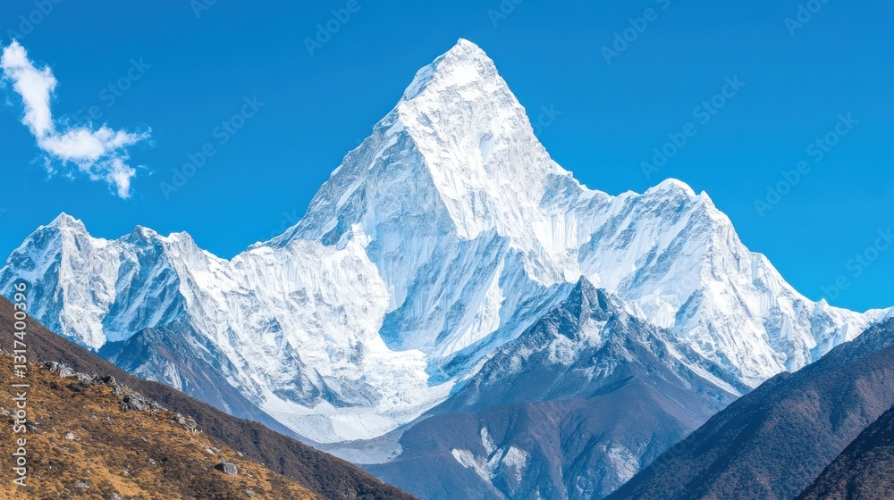 Obraz premium Majestic mountain Peak: A Breathtaking View of Snow-Capped Mountains