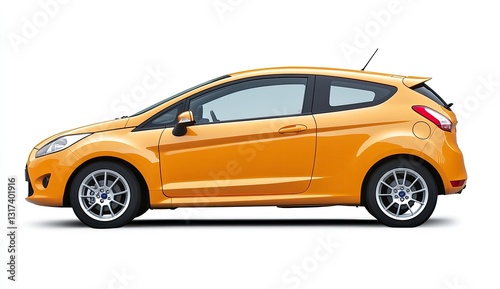 Bright orange subcompact car profile (1) photo