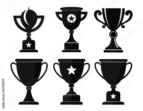 Set of Black and White Award Trophies