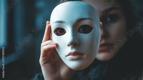person with a white mask