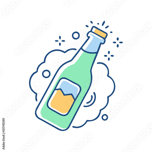 Beer bottle icon, symbolizing beverages, kitchen, and relaxation