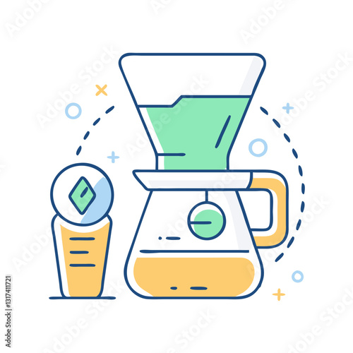 Coffeemaker with filter icon, symbolizing coffee, kitchen, and morning ritual