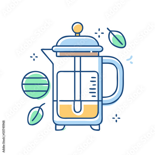 French press or teapot icon, symbolizing coffee, morning ritual, and kitchen