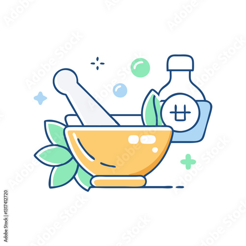 Mortar and pestle icon, symbolizing spices, kitchen, and cooking