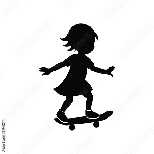 child on skateboard silhouette art