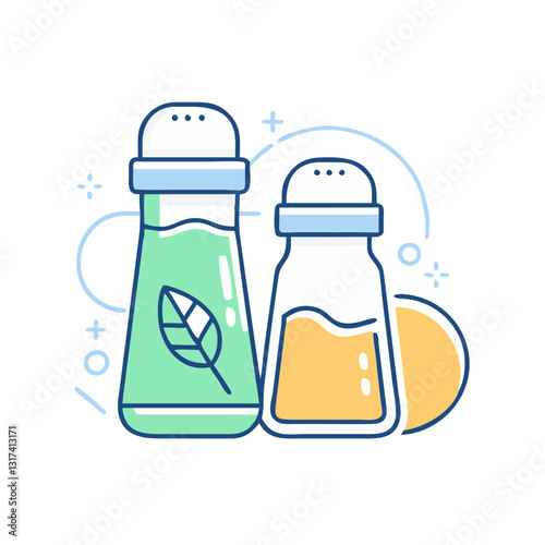 Salt shaker and pepper shaker icon, symbolizing seasonings, kitchen, and table setting