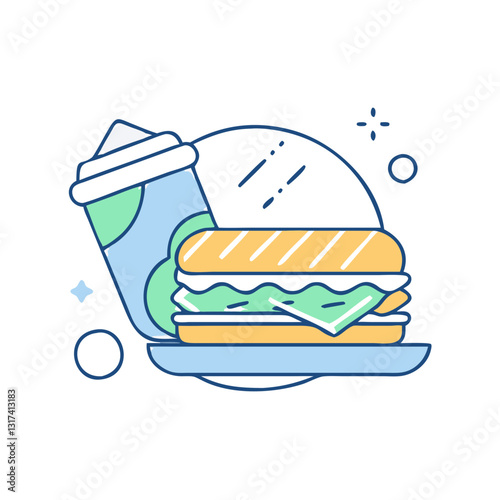 Sandwich icon, symbolizing quick snacks, kitchen, and food, fast food