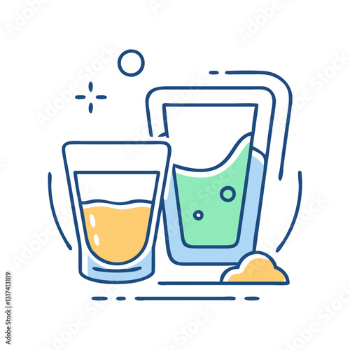 Shot glass of vodka icon, symbolizing drinks, alcohol, and kitchen