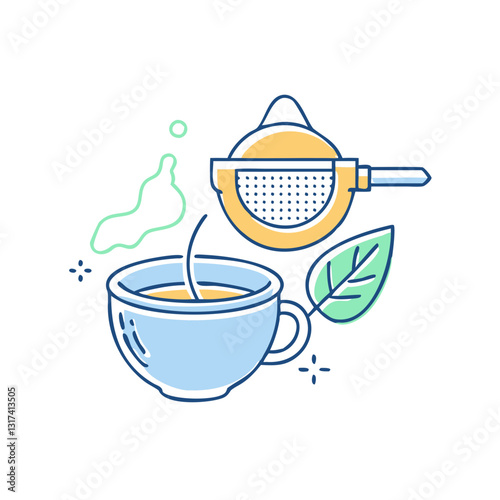 Tea strainer icon, symbolizing beverages, kitchen, and convenience