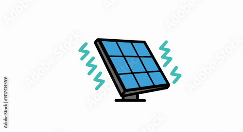 Illustration of a solar panel generating energy, symbolizing renewable power and sustainable technology solutions.