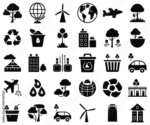 Eco-Friendly Icons Set for Sustainable Living