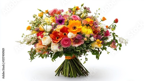 Fresh wedding bouquet colorful flowers