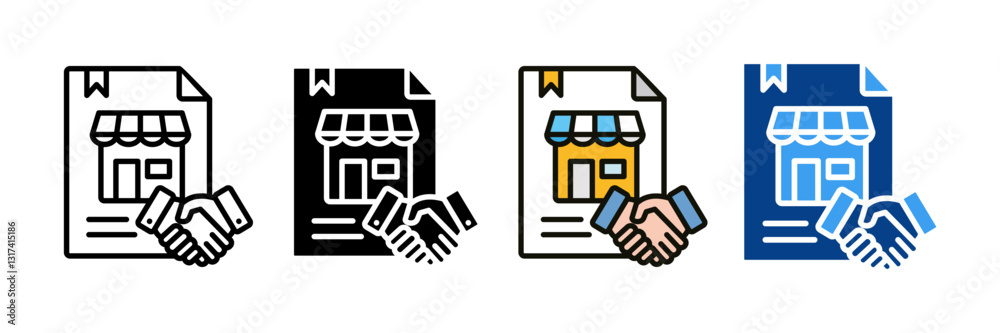 Franchise Agreement Icon Set Multiple Style Collection Franchise Agreement Icon Set Multiple Style Collection