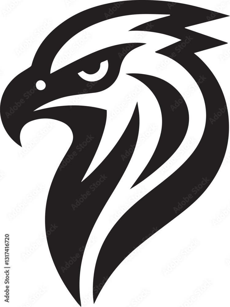 Fototapeta premium Bold Tribal-Style Eagle Head Logo Vector in Black and White