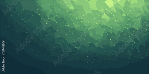 Abstract flat geometric background vector with polygon shapes and gradient light effects.