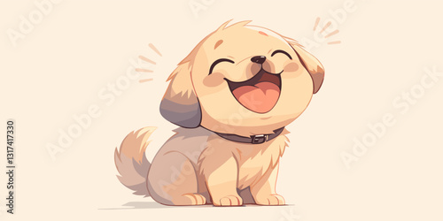 Cute puppy flat vector icon set with happy expressions.