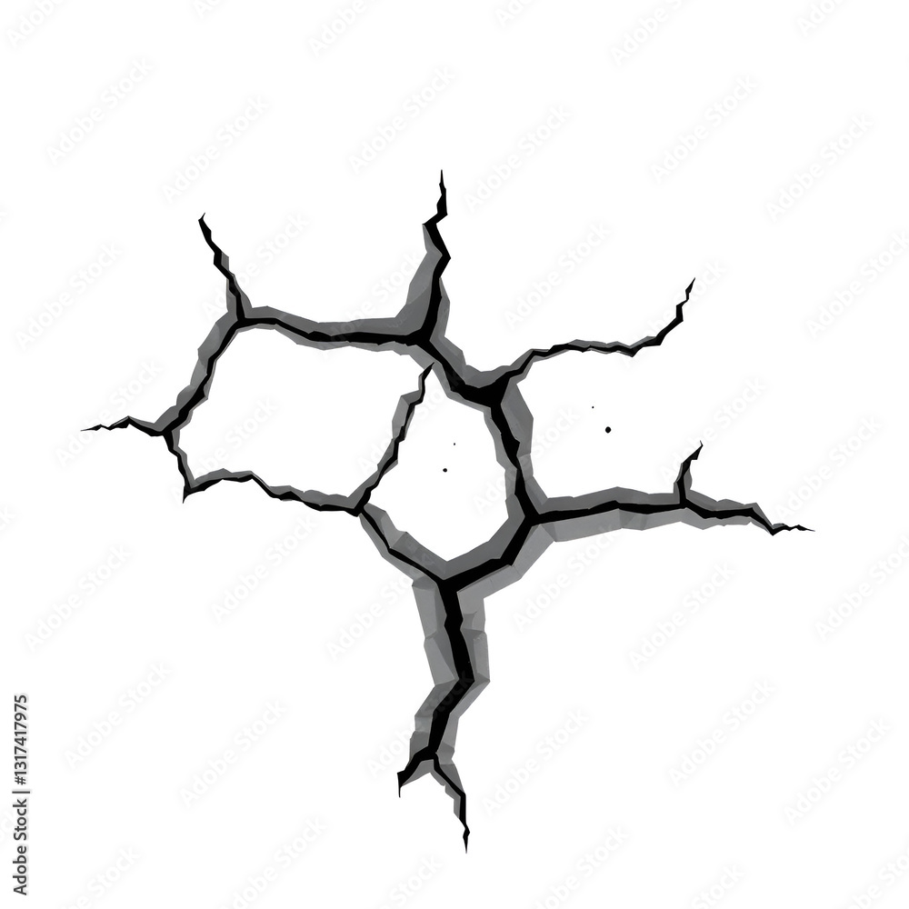 Fototapeta premium Ground crack texture icon isolated on white background