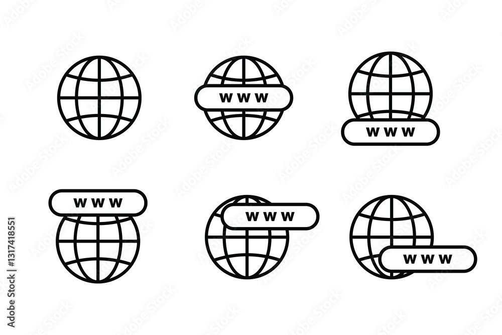 Website icon set. Www icons collection. Internet icon. Www search bar icon. Www icons with hand cursor. Website icon set. Www icons collection. Internet icon. Www search bar icon. Www icons with hand cursor.