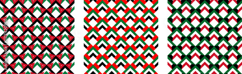chevron arrow pattern of jordan, united arab emirates and kuwait flags. geometric background. vector illustration