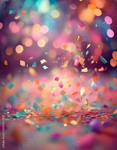 panorama background with confetti, artwork design illustration