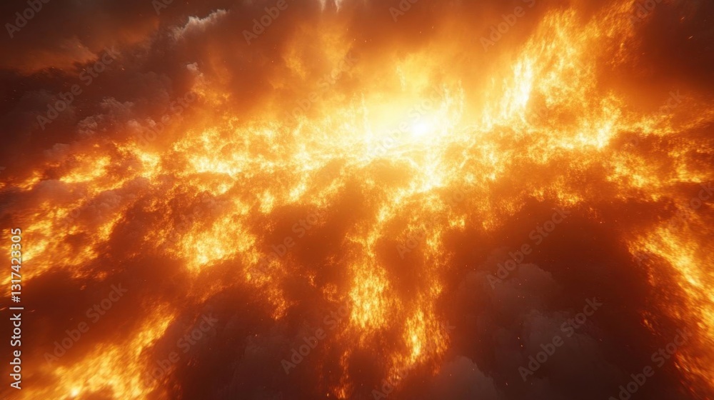 Fototapeta premium Fiery Inferno: Explosive Cloud Burst
