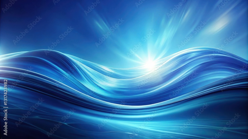 Abstract Blue Waves with Bright Light Rays in the Sky Abstract Blue Waves with Bright Light Rays in the Sky
