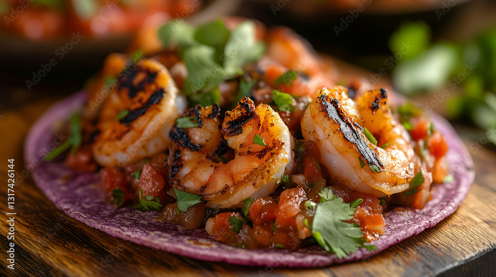 Grilled shrimp taco with salsa