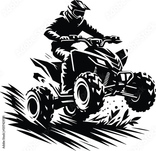 ATV quad wheeler - ATV quad bike Rider, motocross rider silhouette, design, art, illustration