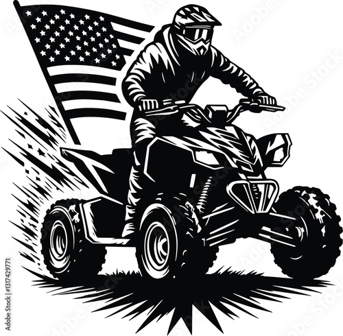 ATV quad wheeler - ATV quad bike Rider, motocross rider silhouette, design, art, illustration