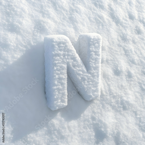 3d rendering of ice alphabet N